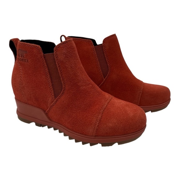 Sorel Evie Pull On Wedge Booties WarpRed Womens Waterproof Rain Boot size 6 - Picture 3 of 10